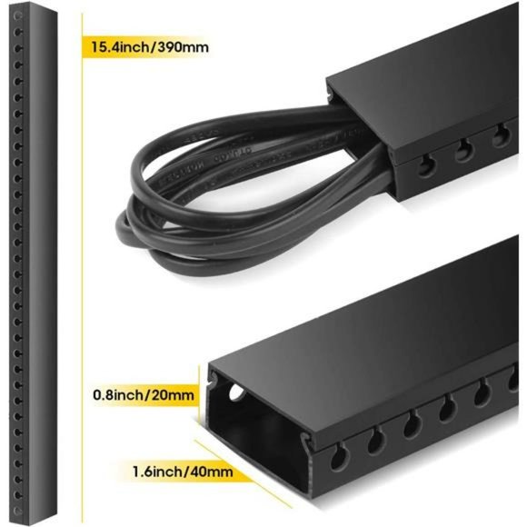 Cable Raceway Kit, Cable Management System Kit - 9x15.4inch, Black - Picture 3 of 7